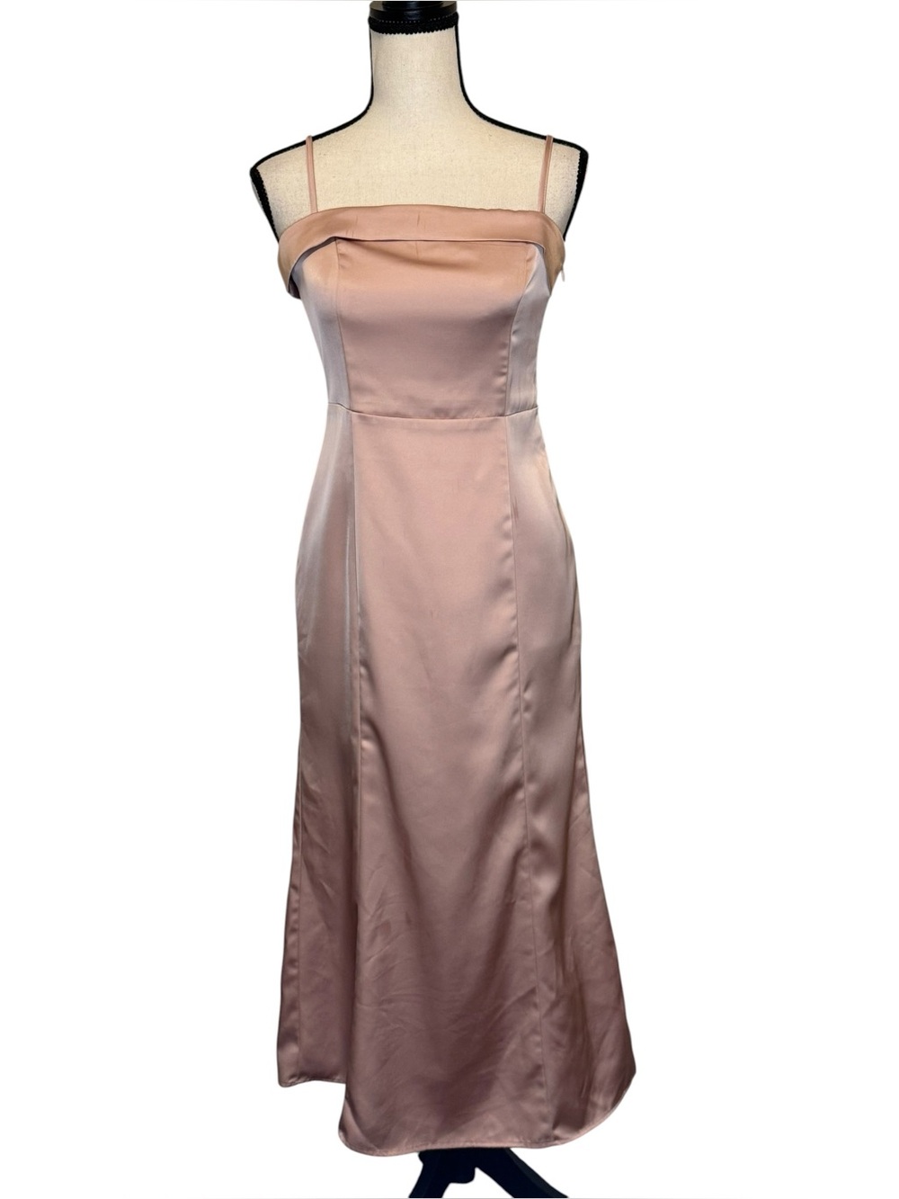 Satin Spaghetti-Strap Slip Dress in Blush